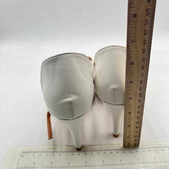 FSJ White Cute Strappy Peep Toe D'Orsay T-Strap Ankle Buckle High Heel Shoes - Picture 4 of 7